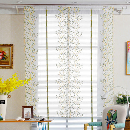 Salix Leaf Rural Roman Curtain Bedroom Balcony Embroidery Lift Sector Curtain for Living Room Study Room Tulle Curtain Supplies