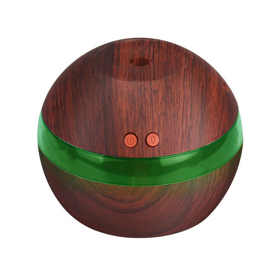 USB Ultrasonic Humidifier, 300ml Aroma Diffuser Essential Oil Diffuser Aromatherapy Mist Maker with 7 Color LED Light Wood grain