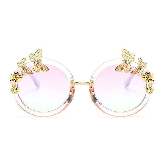 ROYAL GIRL Round Women Sunglasses Butterfly embellished Frame Glasses ss024