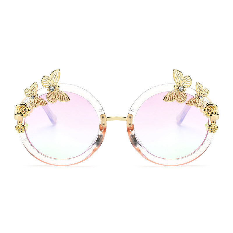 ROYAL GIRL Round Women Sunglasses Butterfly embellished Frame Glasses ss024