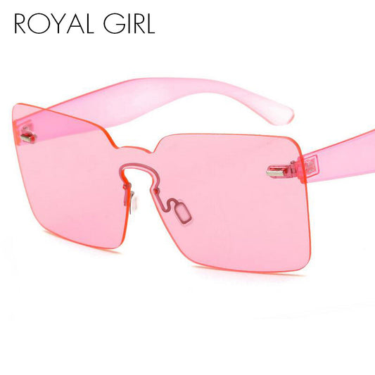 ROYAL GIRL Rimless Sunglasses Women Vintage acetate frame unique style summer shades ss182