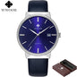 WWOOR Men's Watch Brand Luxury Waterproof Analog Quartz Clock Male Leather Belt Casual Sports Watches Men Blue relogio masculino