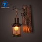 retro wall lamp sconce LOFT American retro wood lantern bar coffee restaurant bedroom nostalgic clothing store  vintage light