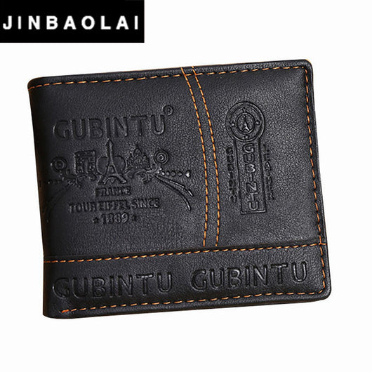 JINBAOLAI Brand Leather Wallet 2016 Men Wallet Men's Short Purse Men Bags Coin Wallets Clip Cowhide Mens Wallet #ZTYW