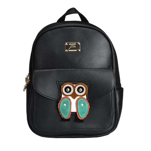 Fashion Women Backpack 2016 Newest Stylish Cool Black PU Leather Owl Backpack Female Hot Sale Women shoulder bag school bags