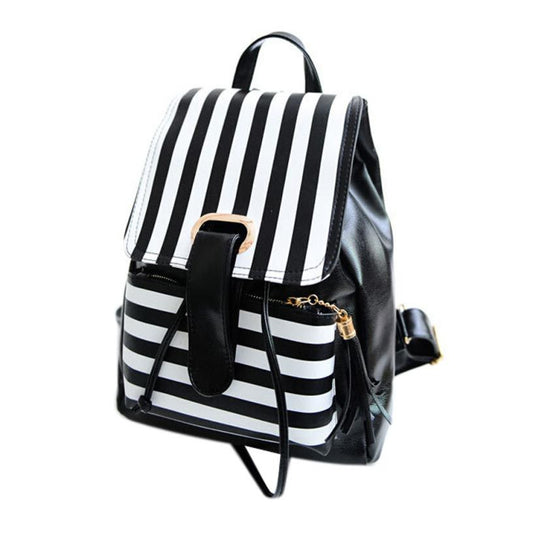 2016 Women Backpack Bags Rucksack Girls Leather School Bag Travel Satchel Tassels Stripe Womens Backpack mochila feminina #YW