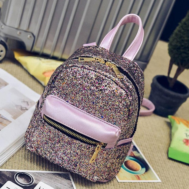 women backpacks leather 2017 School mini backpacks for girls Sequins Backpack for Ladies mochila feminina #0512YISI