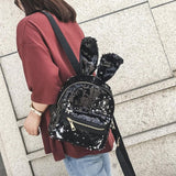 2017 new fashion women backpack leather designer Sequins backpacks for teenage girls school bags #6M