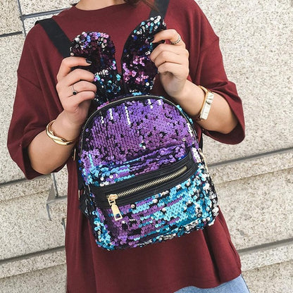 2017 new fashion women backpack leather designer Sequins backpacks for teenage girls school bags #6M