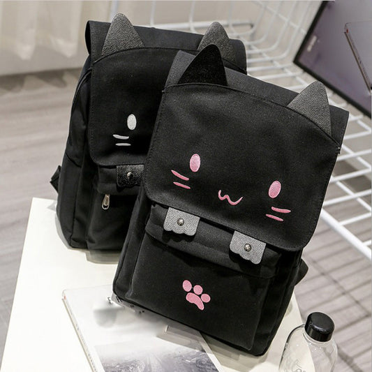 Xiniu Cute Cat Printing Canvas Cartoon Backpacks for teenage girls japanese school backpacks Rucksack Dropshipping #7M