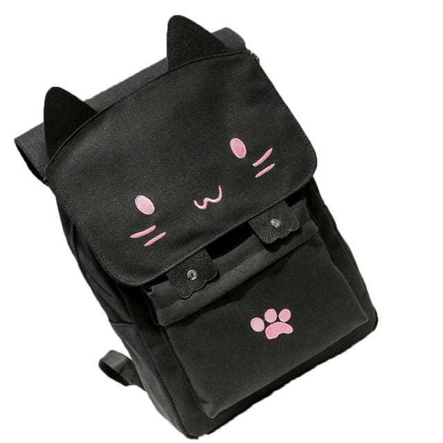 Xiniu Cute Cat Printing Canvas Cartoon Backpacks for teenage girls japanese school backpacks Rucksack Dropshipping #7M