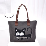 2016 Fashion Women Small Canvas Bag Cute Cat Bag Office Lunch Bag Women Shoulder Handbag Ladies Bags mochila feminina