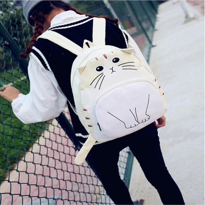 Xiniu Women backpack Canvas cartoon backpacks Lovely Cat Printing School Bag for teenagers girls mochilas coleg #5M