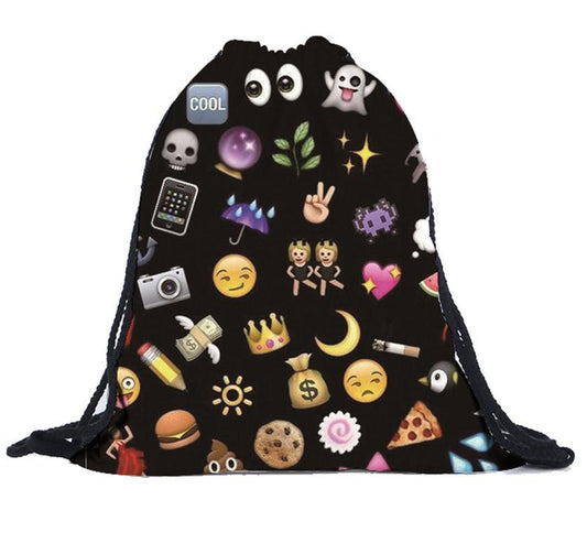 2016 Womens Shoulder Bags Fashion Stereo Emoji Bag Ladies 3D Printing Rucksack Ladies Drawstring Backpack mochila feminina#30