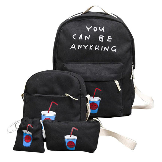1Set 3pcs Bags Women Canvas Backpack Girls School Bag Ladies Backpack Boys Bags Rucksack mochila feminina #25