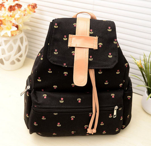 Women Backpack Bags Girl Canvas Pastoral Floral Flower Leisure Backpack School Bag Fashion Girls Travel Bag mochilas coleg