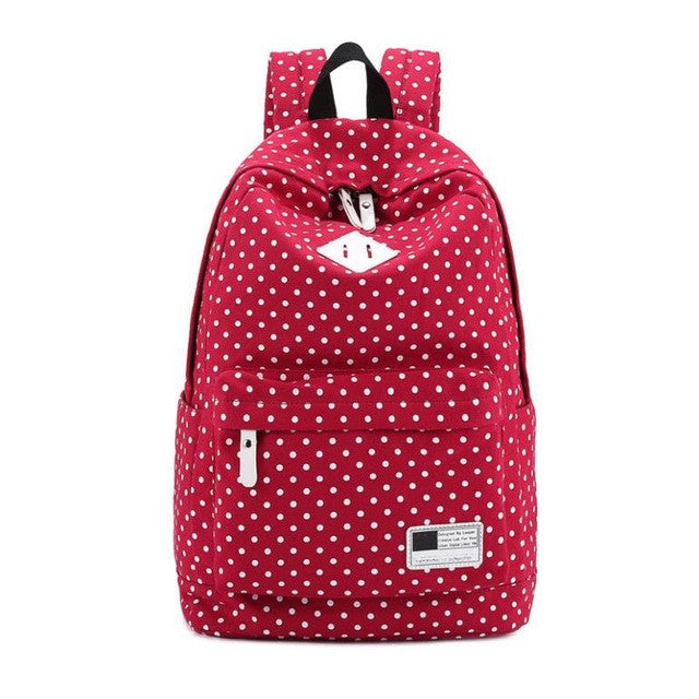 Backpack Bags For Unisex Canvas Backpack Polka Dot Girls Boys School Shoulder Bag Travel Rucksacks mochila feminina