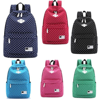 Backpack Bags For Unisex Canvas Backpack Polka Dot Girls Boys School Shoulder Bag Travel Rucksacks mochila feminina