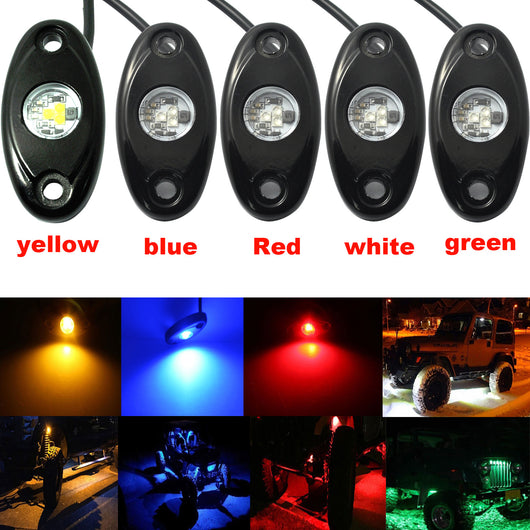 4PCS Professional Car LED Rock Light Off Road Truck Underbody Trail Rig Amber for JEEP ATV SUV