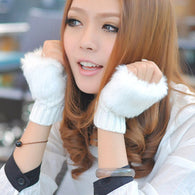 Winter Autumn Korean Style Girls Cute Gloves Knitted Warm Wool Half Finger Gloves