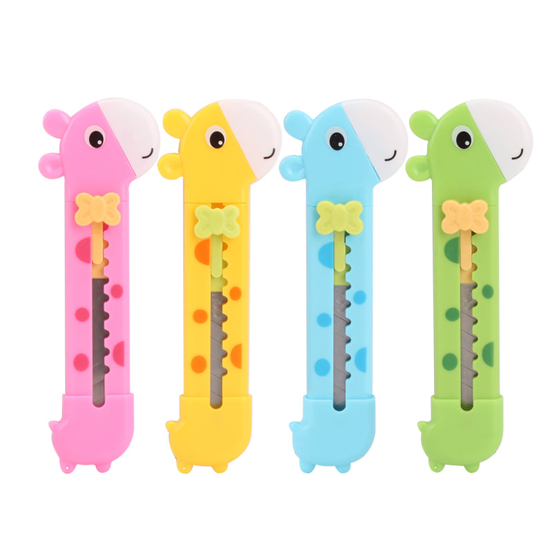 Cute Giraffe Utility Knife Paper Cutter Cutting Paper Razor Blade Office Stationery Escolar Papelaria School Supply