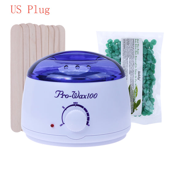 Warmer Wax Heater SPA Hand Epilator Paraffin Wax Machine Temperature Control Depilatory Hair Removal Tool + Hard Wax Bean Sticks