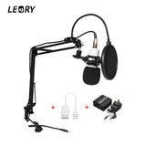 LEORY Professional Karaoke BM 800 Condenser Microphone +48V Phantom Power+USB Sound Card Recording Studio KTV/PC MIC Stand Kit