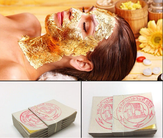 20PCS Gold Foil Mask Sheets Spa 24K Gold Face Mask Sheet Thailand Beauty Salon Equipment Anti-Wrinkle Lift FaceBeauty Care