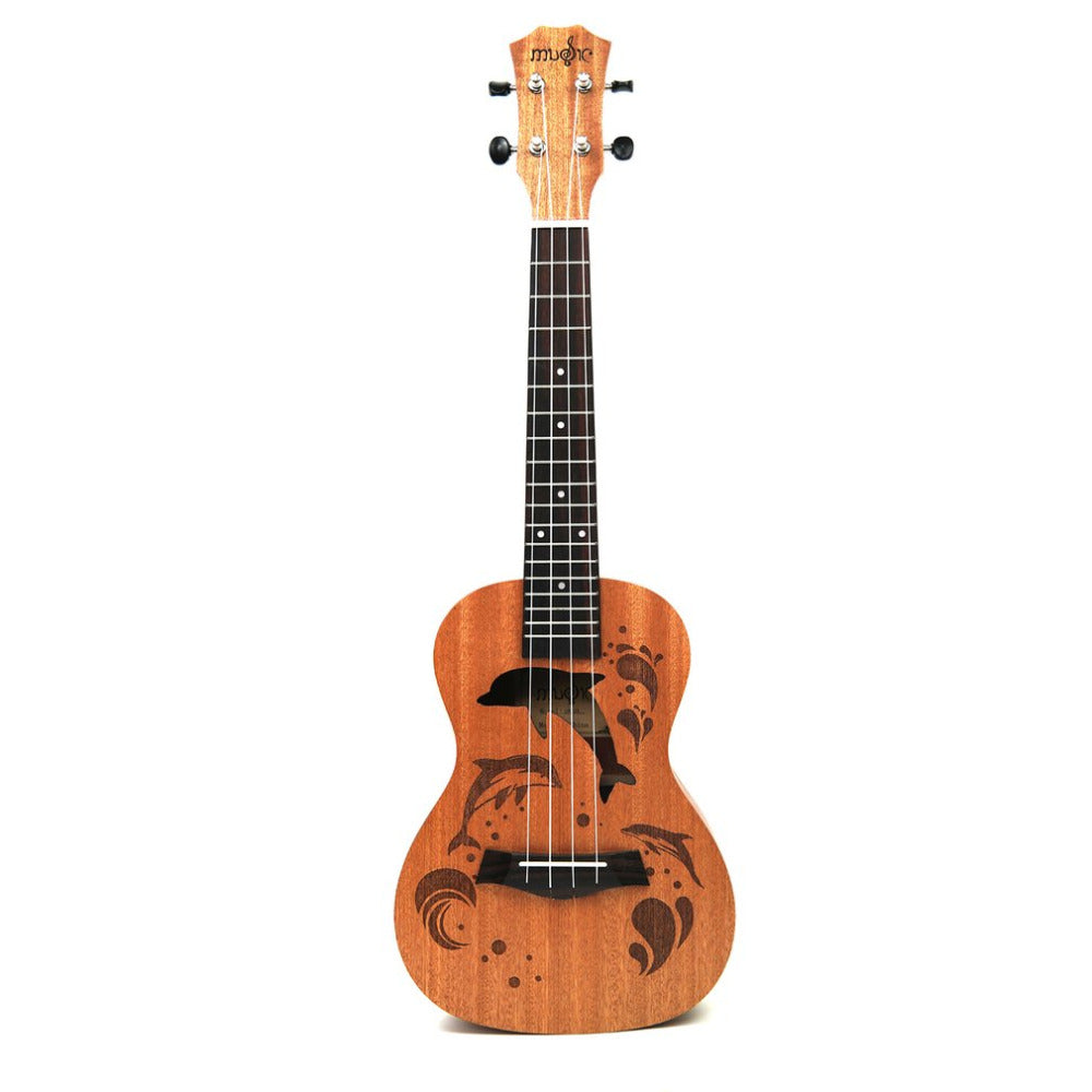 21/23 Inch Professional Sapele Dolphin Pattern Ukelele  Guitar Mahogany Neck Delicate Tuning Peg 4 Strings Wood Ukulele Gift NEW