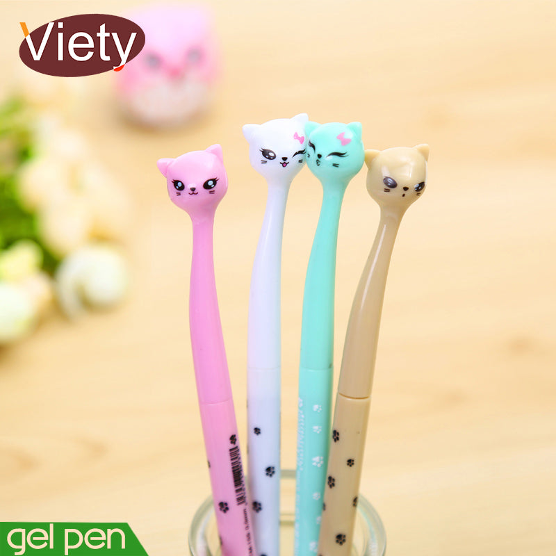 4 pcs/lot cute cartoon cat gel pen kawaii stationery pens canetas material escolar office school supplies papelaria