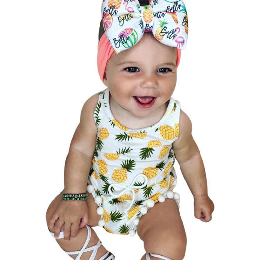 Summer 2017 Newborn Toddler Baby Girls Romper with Pineapple Tassel Infant Baby Jumpusit Wasit One-Pieces Sunsuit Kids Clothes