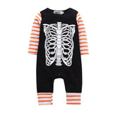 Newborn Baby Boys Girls Romper 2017 Fashion Skeleton Print Happy Halloween Stripe Romper Jumpsuit Outfits Clothes