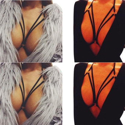 Womens Sexy Harness Bra Elastic Bra Strappy Hollow Out Bra Bustier L