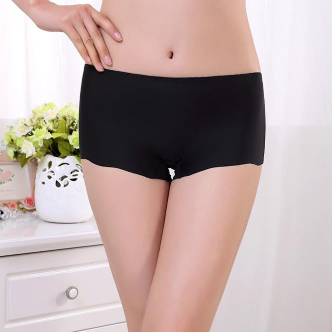 Women Invisible Underwear Underpants Boxer Briefs Spandex Seamless Crotch BK