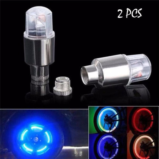 2X Bike Valve Cap Light with No Battery Mountain Road bicycle Lights LEDS Tyre Tire Valve Caps Wheel spokes LED Light #EW