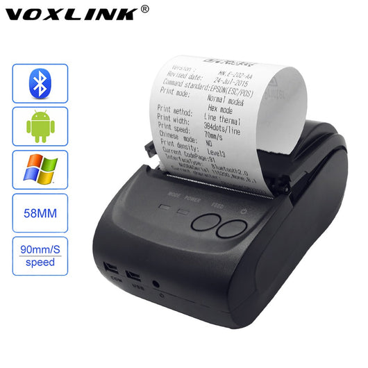 VOXLINK 58mm Mini Wireless Bluetooth Thermal Receipt Printer for Android Tablet Mobile Celular Printer With USB / Serial Port