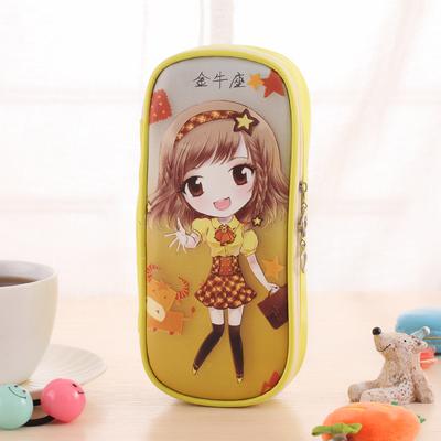 Kawaii Girl Design School Pencil Case Large Capacity Pencil Bag PU Leather For Children Student Pen Box Stationery Supplies