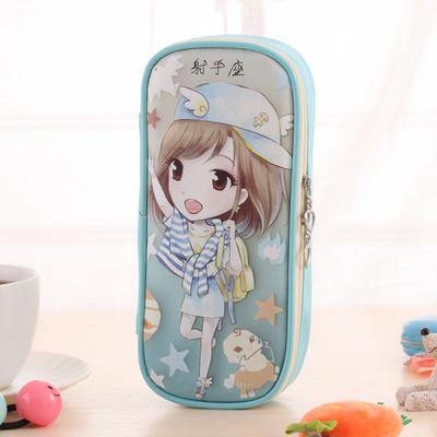 Kawaii Girl Design School Pencil Case Large Capacity Pencil Bag PU Leather For Children Student Pen Box Stationery Supplies