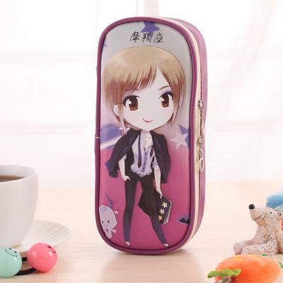 Kawaii Girl Design School Pencil Case Large Capacity Pencil Bag PU Leather For Children Student Pen Box Stationery Supplies