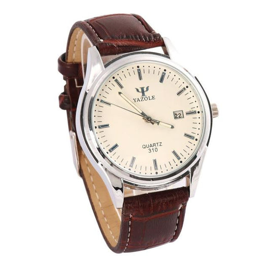 Mens Ray Glass Leather Quartz Analogsiness Style Wrist Watch Watches