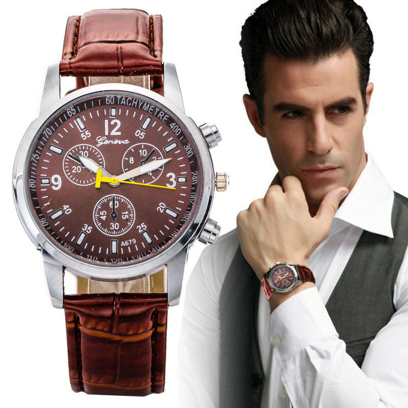 Luxury Faux Crocodile Leather Men Quartz Analog Watch Watches