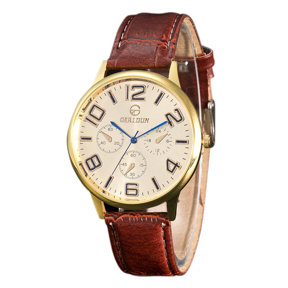 Fashion Men Leather Band Watches Sport Analog Quartz Wrist Watch