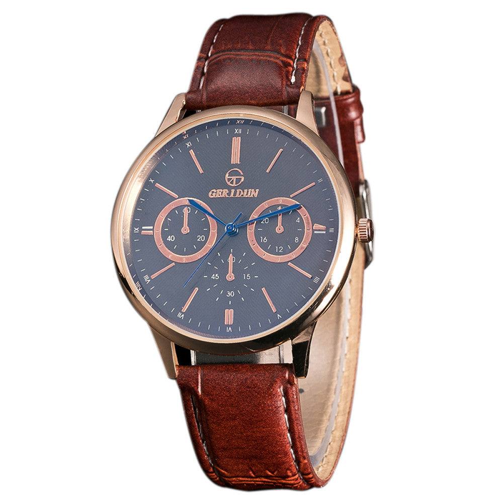 Fashion Men Leather Band Watches Sport Analog Quartz Wrist Watch