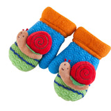 Fingerless Wool Knit Fleece Lined Gloves Mittens Snail Decor Winter Hand Warmer for Children Baby
