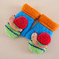 Fingerless Wool Knit Fleece Lined Gloves Mittens Snail Decor Winter Hand Warmer for Children Baby