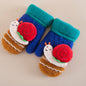 Fingerless Wool Knit Fleece Lined Gloves Mittens Snail Decor Winter Hand Warmer for Children Baby