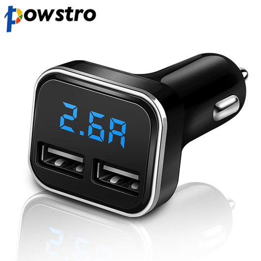 Powstro intelligent Car Charger LED current display USB output 4.8A fast charging Mobile Phone Travel Adapter Car-Charger