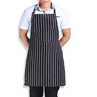 Adult Cook Waiter Polyester Stripe Bib Apron with 2 Pockets Chef Waiter Apron Kitchen Cooking Tool