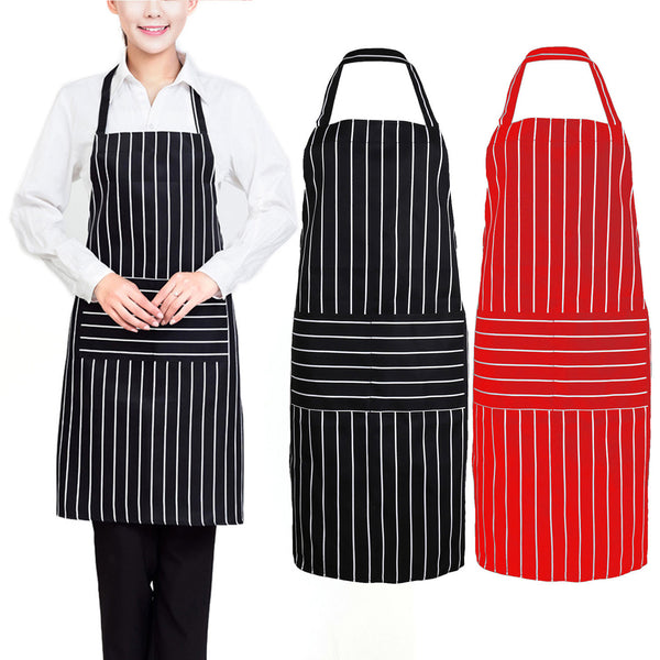 Stripe Kitchen Apron for Women Men Useful Cooking Apron Grid Adjustable Chef Cloth Household Cleaning Tools  Accessories