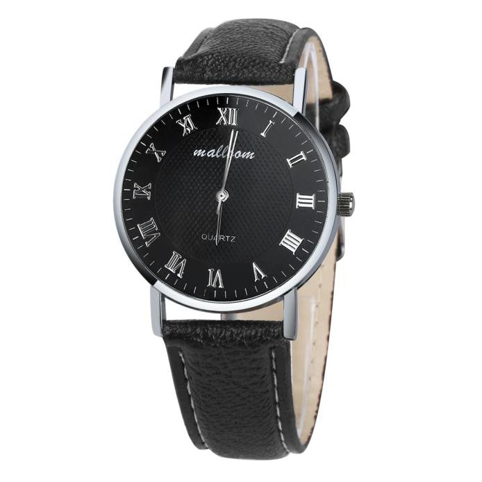 Luxury Fashion Faux Leather Mens Quartz Analog Watch Watches